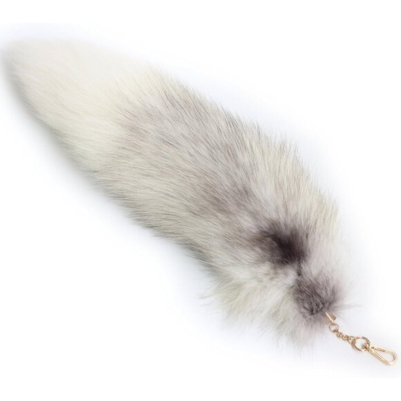⚡White Supper and Fox Tail Handbag Accessories Key Chain Ring Hook Tassels - Picture 1 of 7
